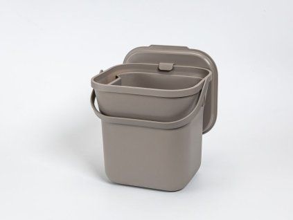 Koš na bioodpad Plastia s vložkou - taupe 8l
